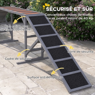 Rampe d'agilité pour chien barres de sécurité surface antidérapante max. 40Kg bois gris