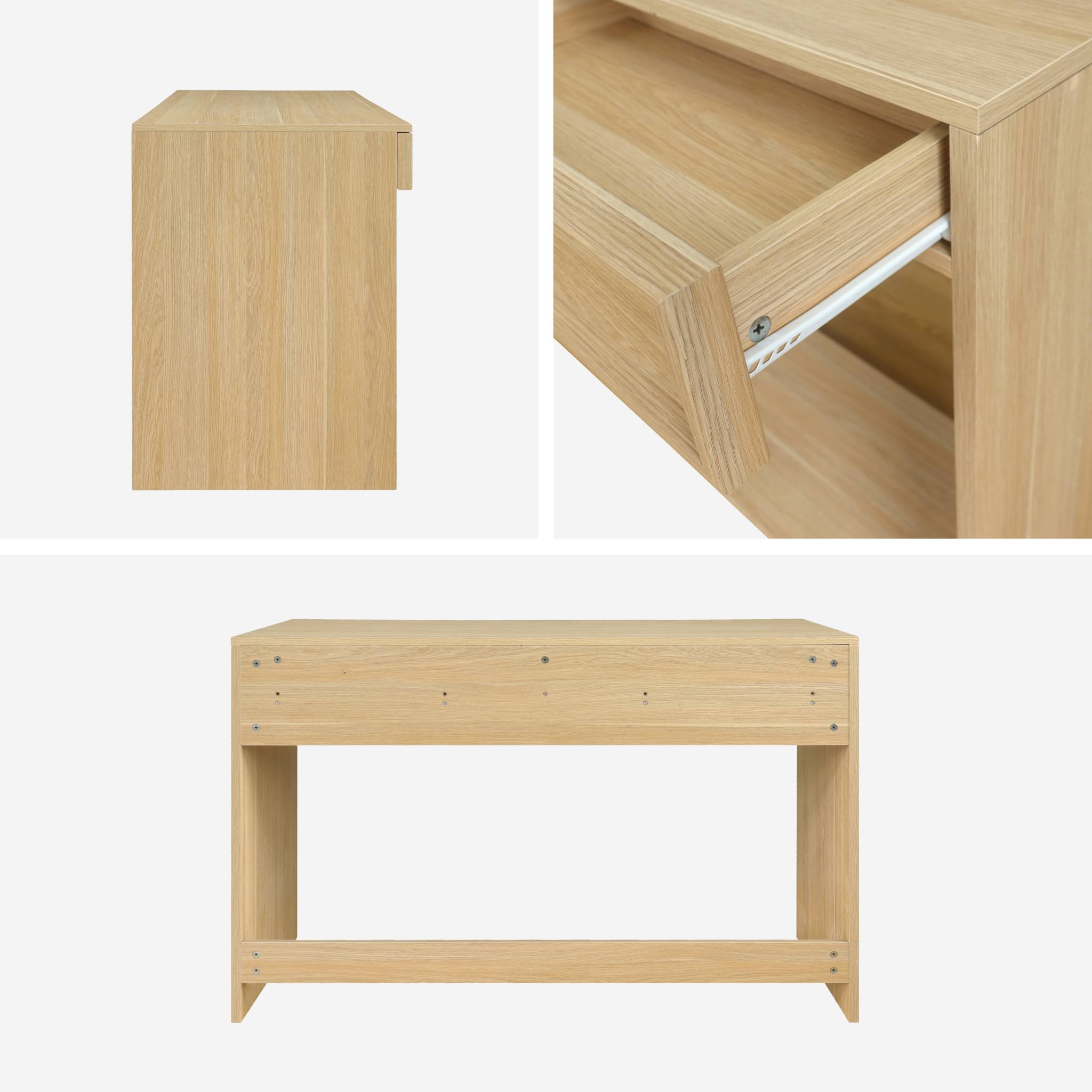 Bureau effet bois naturel 2 tiroirs 1 niche 120cm - L 120 x P 55 x H 77cm - Kuba