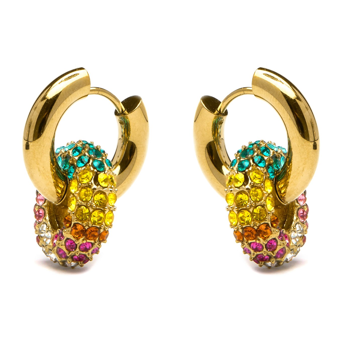 Pendientes de Cristal Multicolor acabados en oro amarillo de 18k