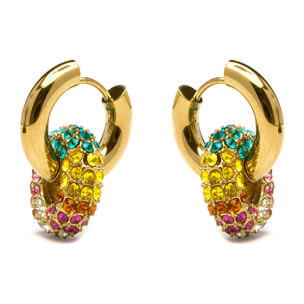 Pendientes de Cristal Multicolor acabados en oro amarillo de 18k