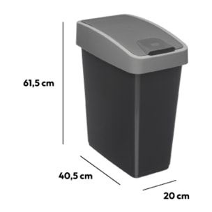 Poubelle 2 ouvertures plastique 45L Gris