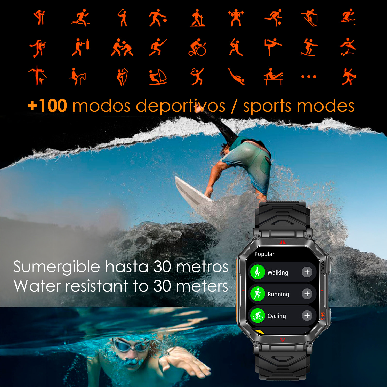 Smartwatch KR92 con chiamate BT, GPS, strumenti di esplorazione, monitor cardiaco, ChatGPT e oltre 100 modalità sportive.