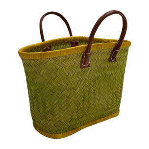 Panier artisanal de plage Jaune Fibres naturelles - Aravola MM Safran