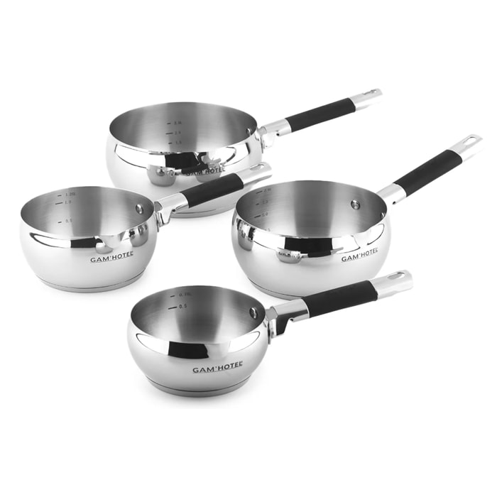 Set de 4 casseroles en inox 18/8 (14,16,18,20 cm)