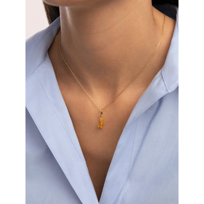 Charm Llama Stone Plata Baño Oro