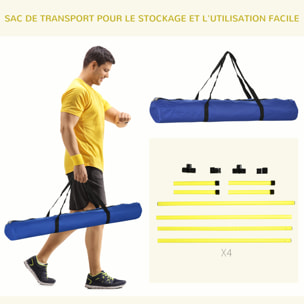 Agility sport pour chiens set de 4 obstacles professionnels avec système de maintien au sol sac transport fourni jaune noir