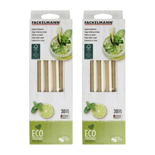 Lot de 60 pailles en papier brun et blanc 24 cm Fackelmann Bar Concept