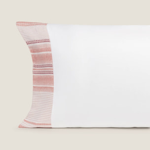 Funda almohada algodón rayas Kimle color rojo