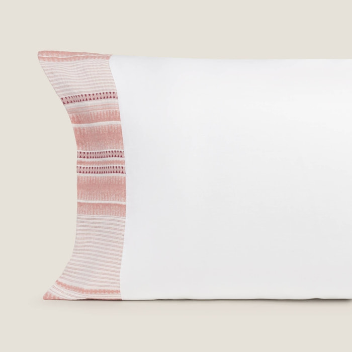 Funda almohada algodón rayas Kimle color rojo