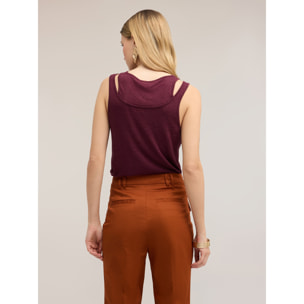 Motivi - Top de mezcla de lino con cut-out en los hombros - Burgundy