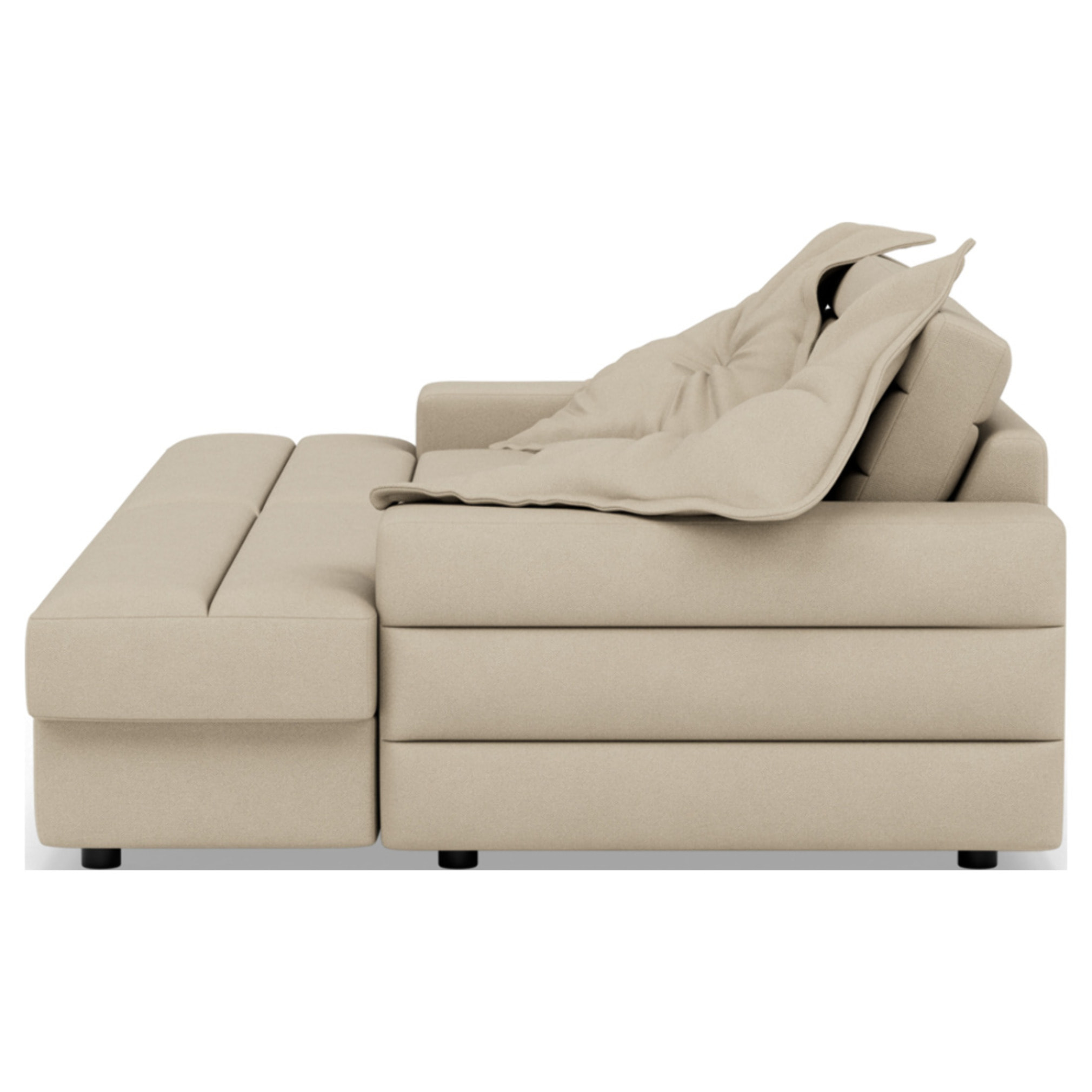 Giulia - canapé droit 4 places double méridienne - assise profonde - en tissu texturé - Beige