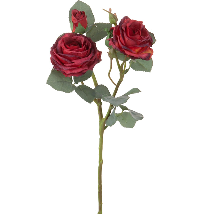 Rosa Ramo Per 4 Fiori 60 Cm - Pezzi 6 - 15X60X12cm - Colore: Rosso - Bianchi Dino - Fiori Artificiali