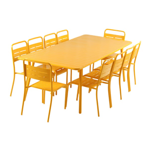 Ensemble table de jardin 234 cm et 10 chaises jaune EVORA