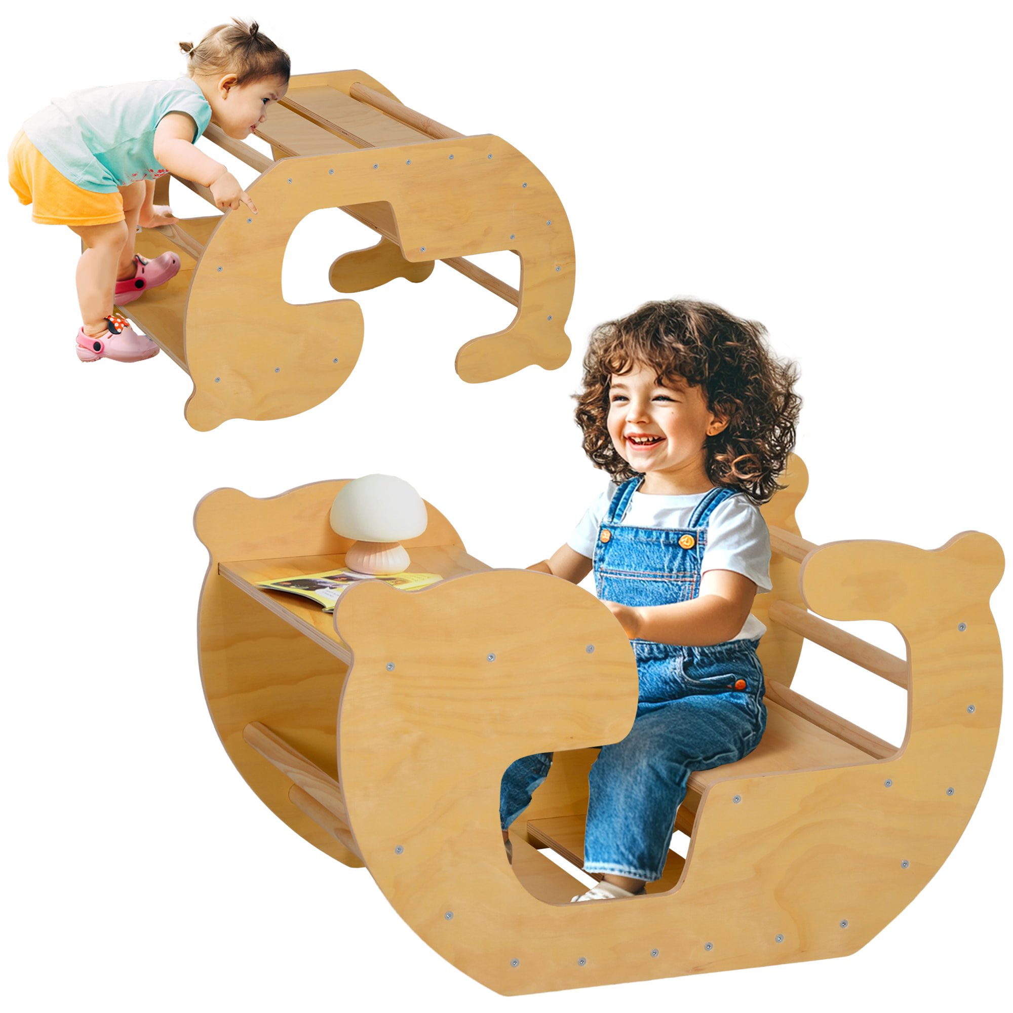 Arche d'escalade enfant bureau 2 en 1 bois pin naturel