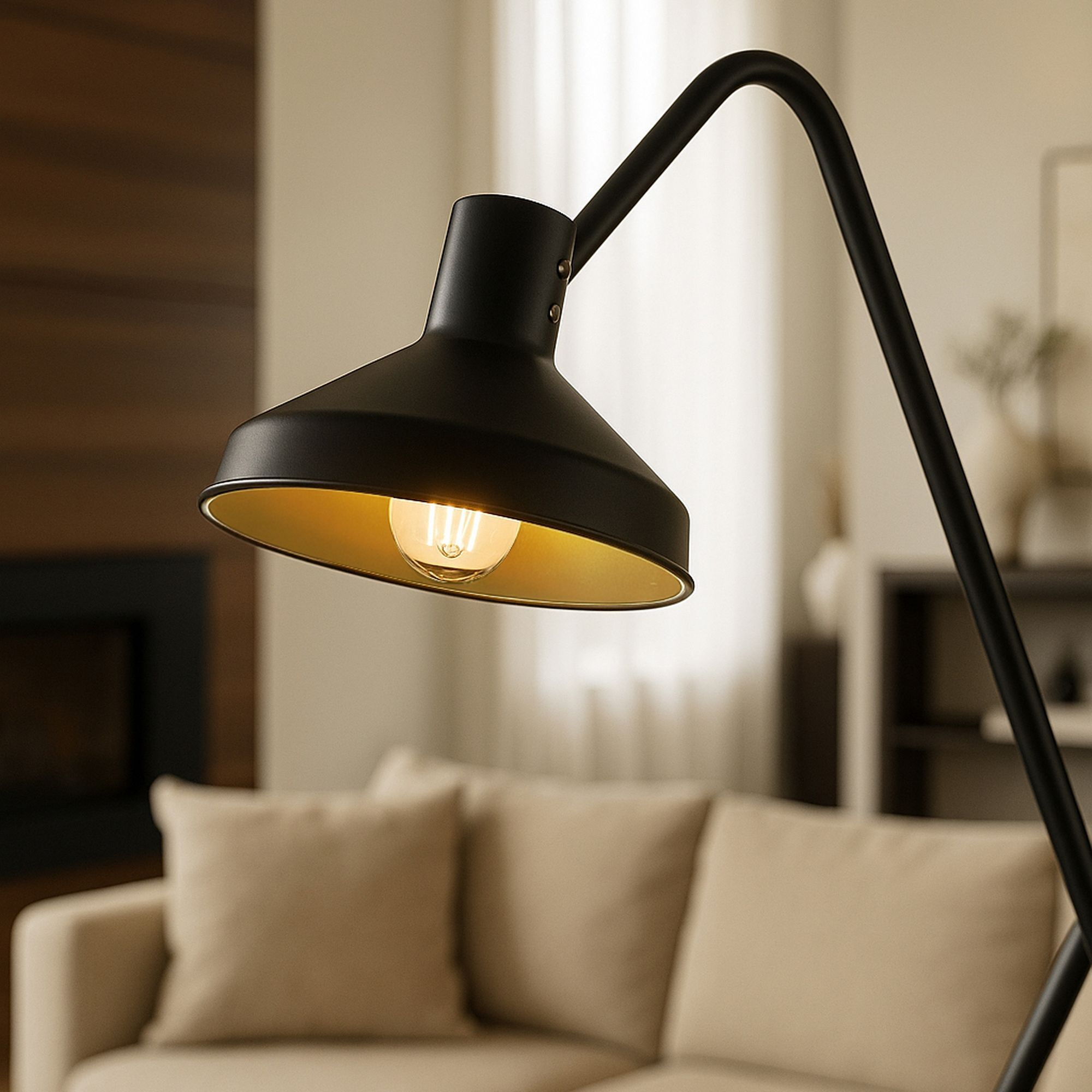 Lampadaire trépied en métal noir et doré h158cm SNAKE