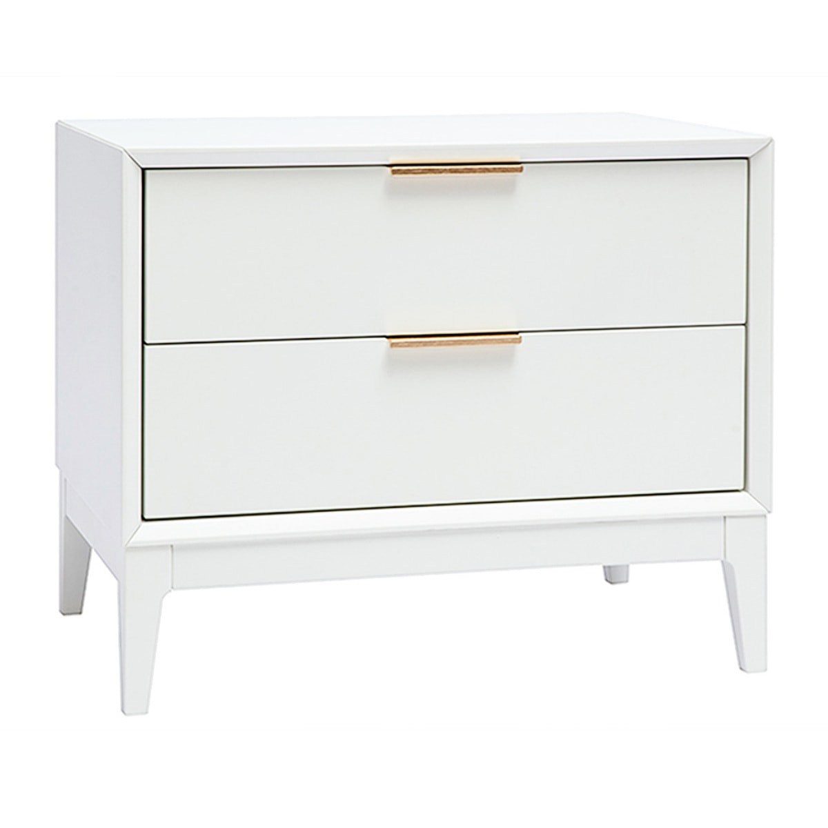 Table de chevet blanche mat et métal doré avec rangements GIANA