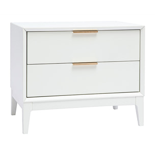 Table de chevet blanche mat et métal doré avec rangements GIANA