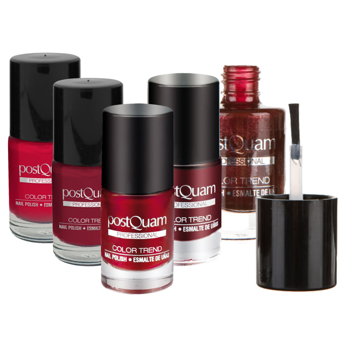 Set di 5 Smalti per unghie Color Trend - tono Red - 5 x 10 ml