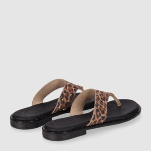 Sandalias de Serraje - Leopardo - Tacón: Bajo