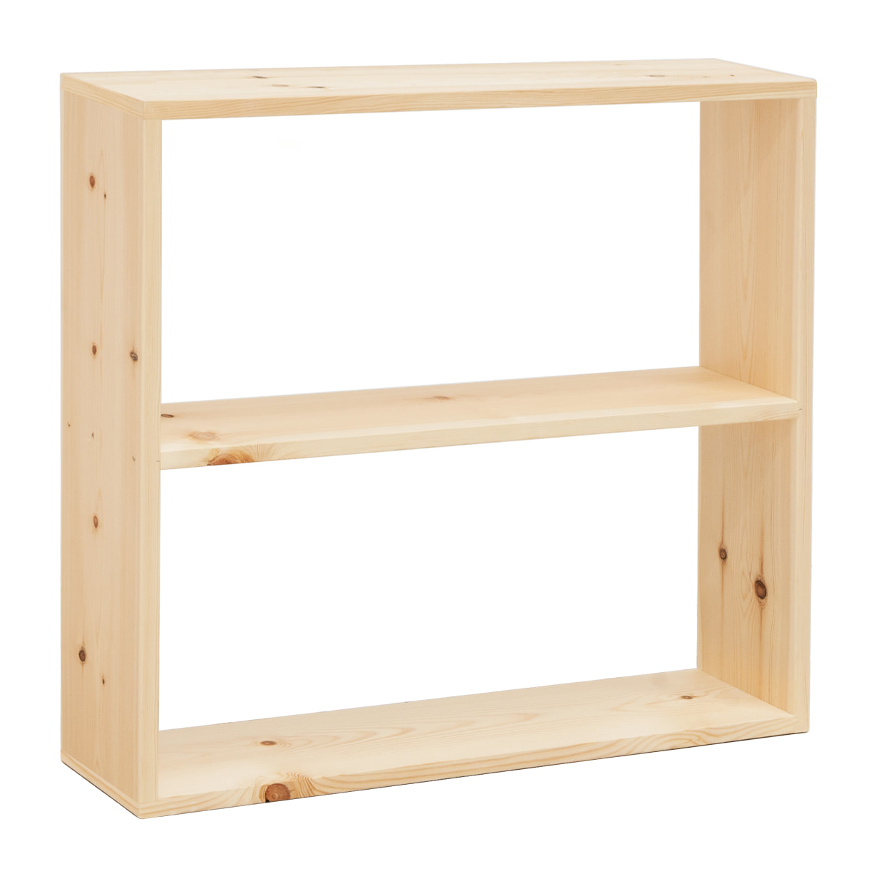 Estantería de madera maciza tono natural con 1 estante Alto: 74 Largo: 80 Ancho: 20