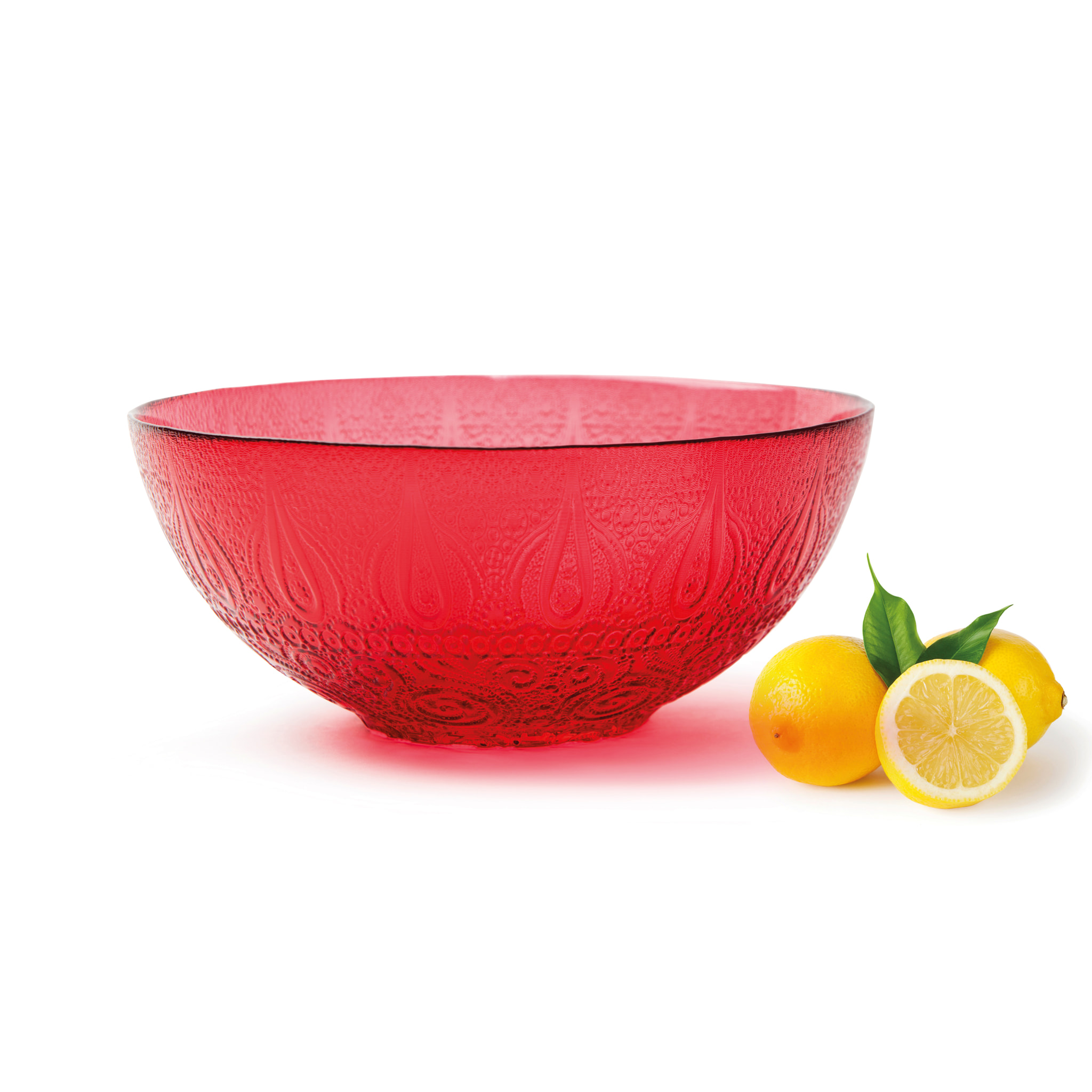 Saladier Excelsa – Arabesque Red, Verre Rouge