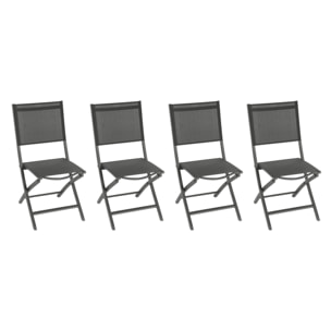 Lot de 4 chaises de jardin pliantes "Essentia" anthracite & graphite aluminium traité époxy