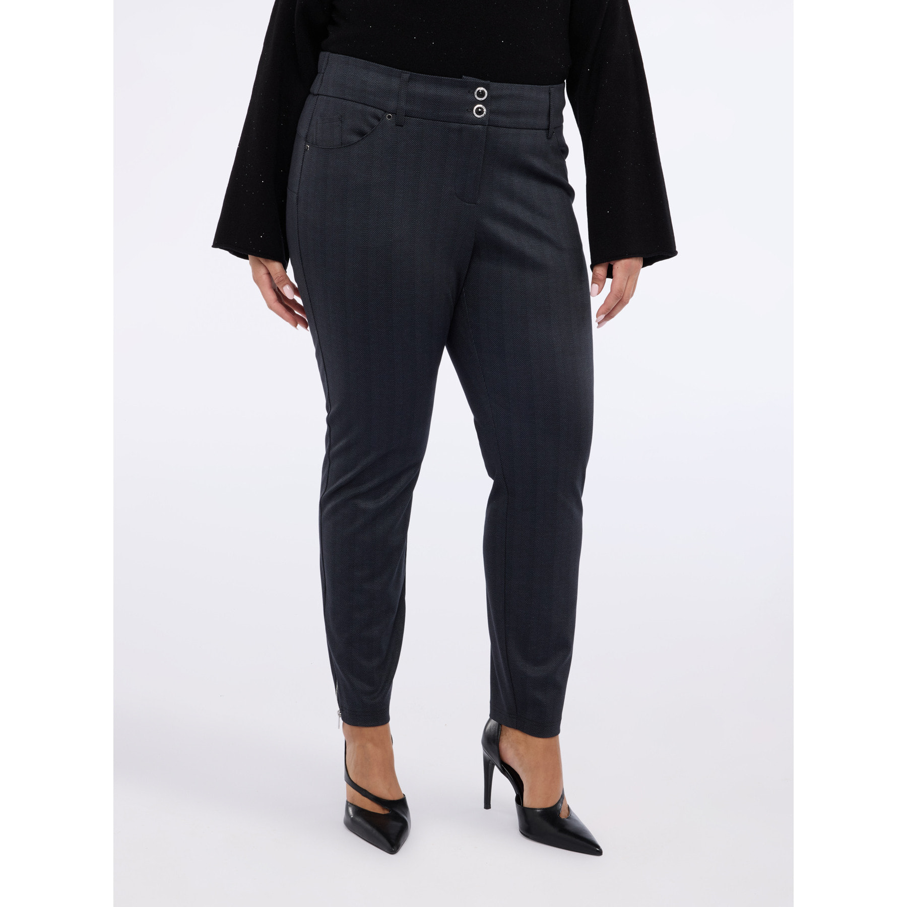 Fiorella Rubino - Pantaloni skinny fantasia spigata - Grigio