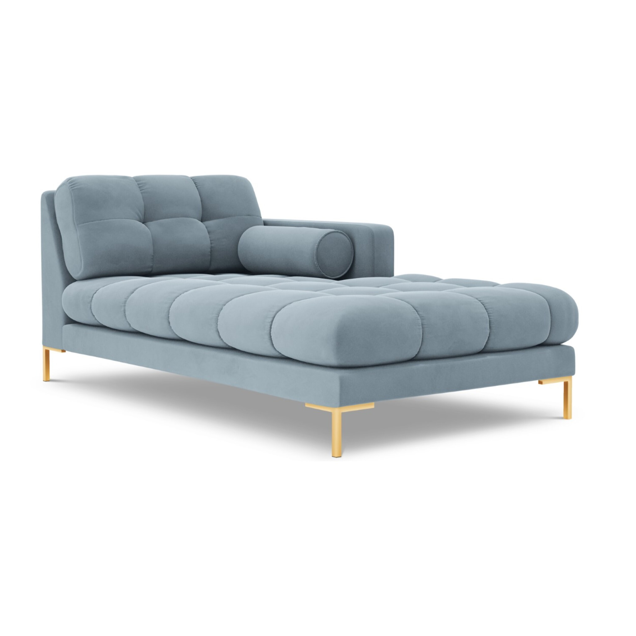 Méridienne droite "Bali" en velours bleu clair