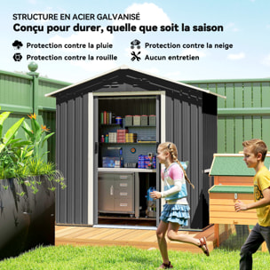 Abri de jardin 1,8 m² - cabanon 2 portes coulissantes verrouillables - tôle d'acier ondulé gris