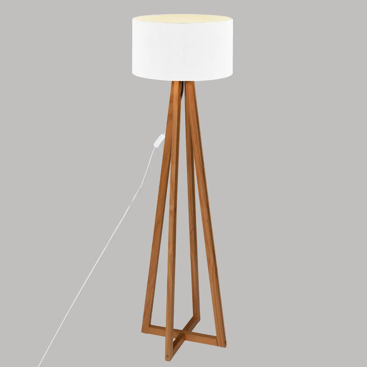 Lampadaire "Molu" - bois et blanc H140 cm