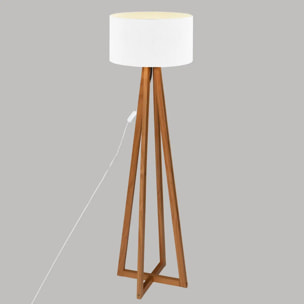 Lampadaire "Molu" - bois et blanc H140 cm