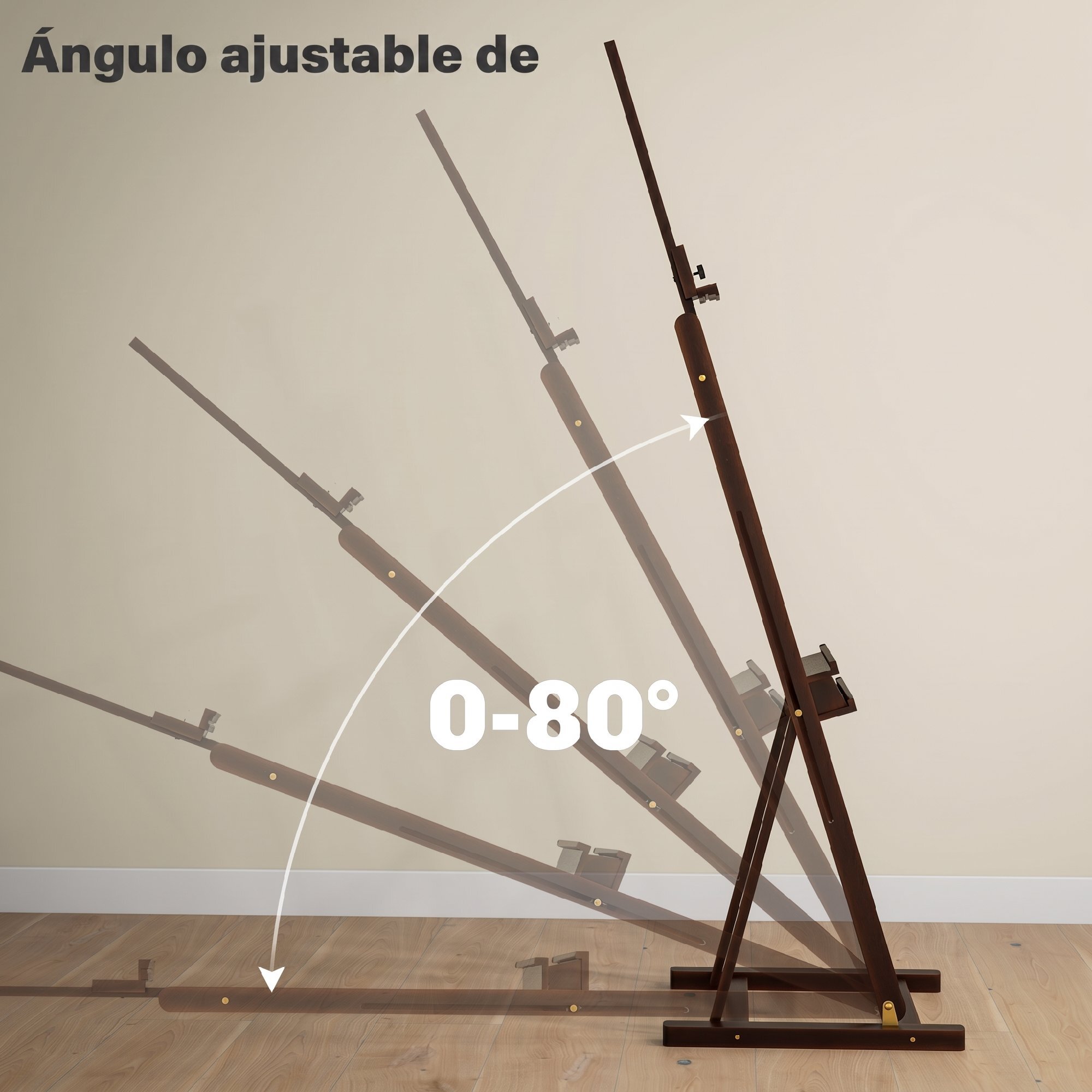 Caballete de Pintura, 230 cm, Caballete de Madera con Altura y Ángulo Ajustables, Almacenamiento, para Adultos, Artistas, Pintor, Estudiantes, Marrón