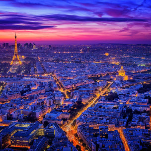 Affiche paysage paris city lights Affiche + cadre en bois - Chêne