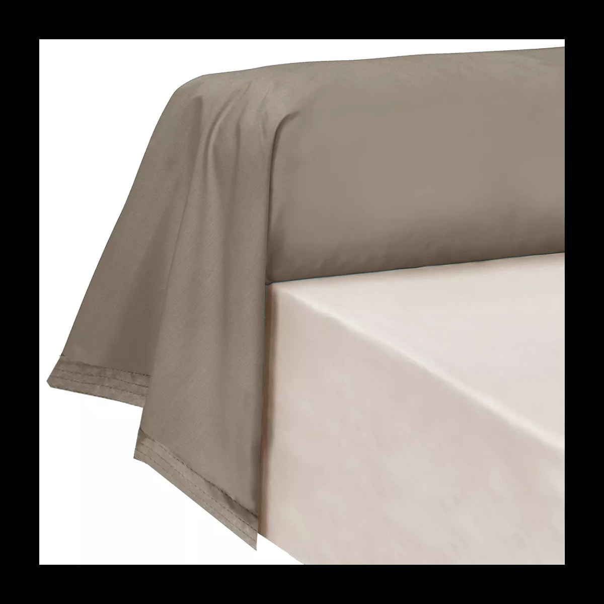 Taie de traversin percale de coton uni brun Olana pin