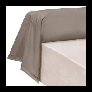 Taie de traversin percale de coton uni brun Olana pin