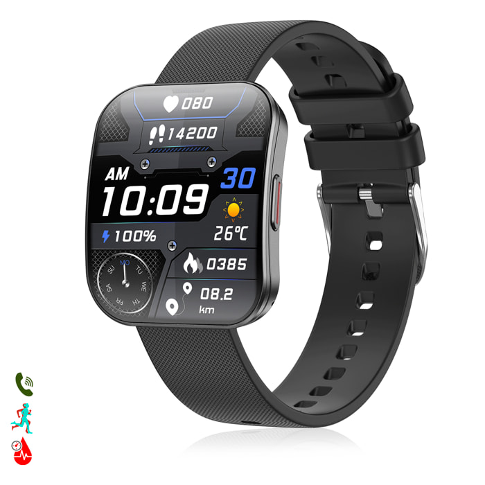 Smartwatch QS08. Schermo curvo AMOLED da 1,85 pollici, chiamata bluetooth, assistente vocale e modalità sport