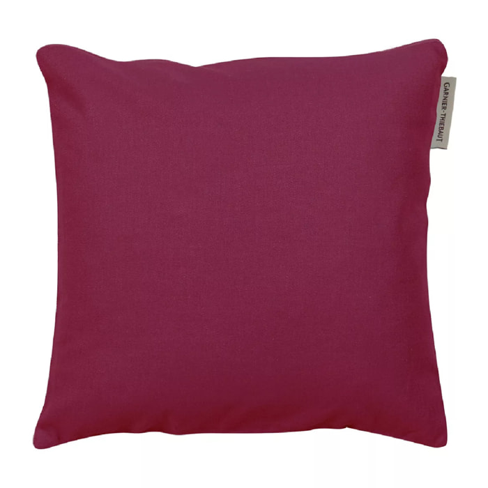 Housse de coussin pur coton uni violet Confettis aubergine