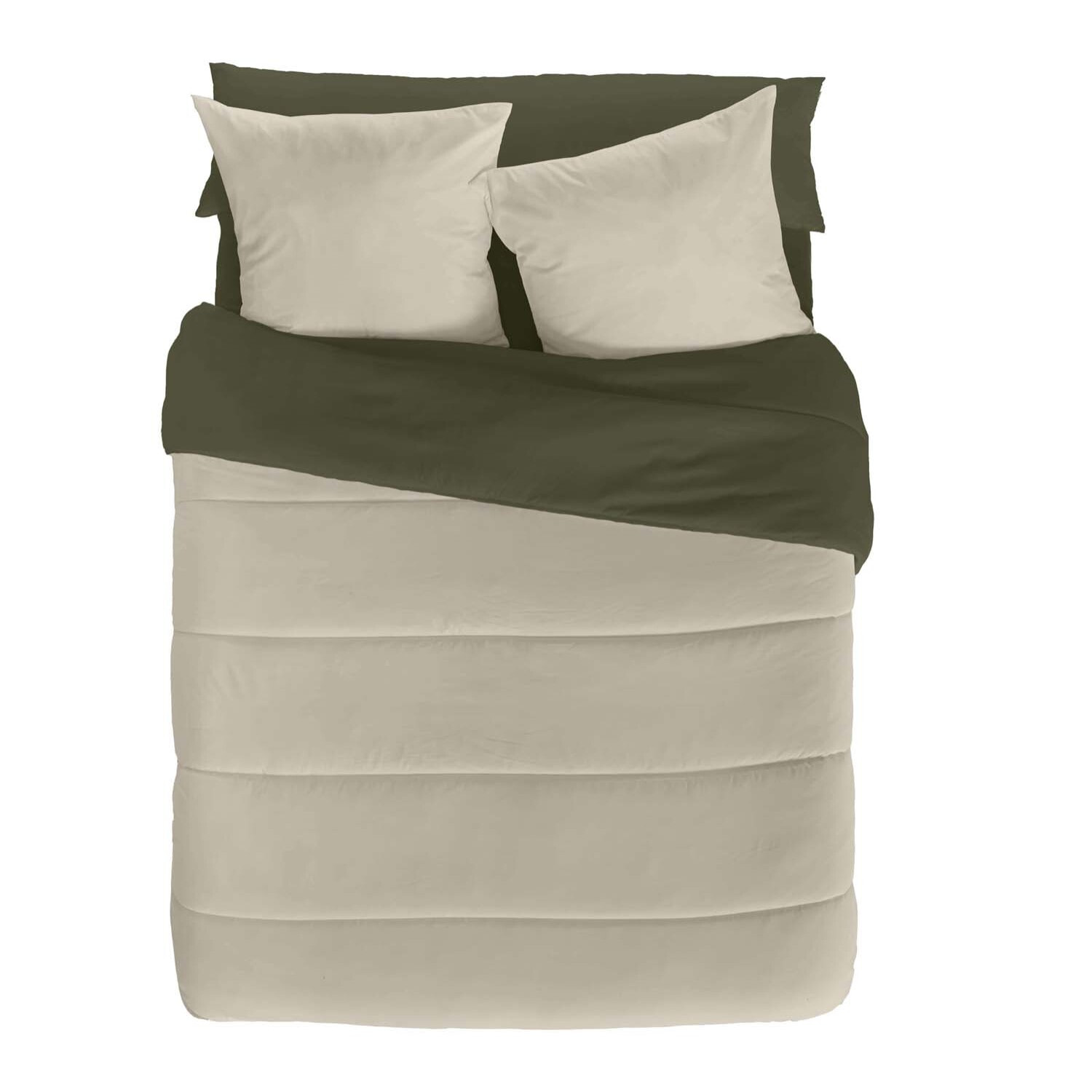 Naturals - Edredón Bicolor - 300 Gr - 100% Microfibra Poliéster - Verde/Vainilla