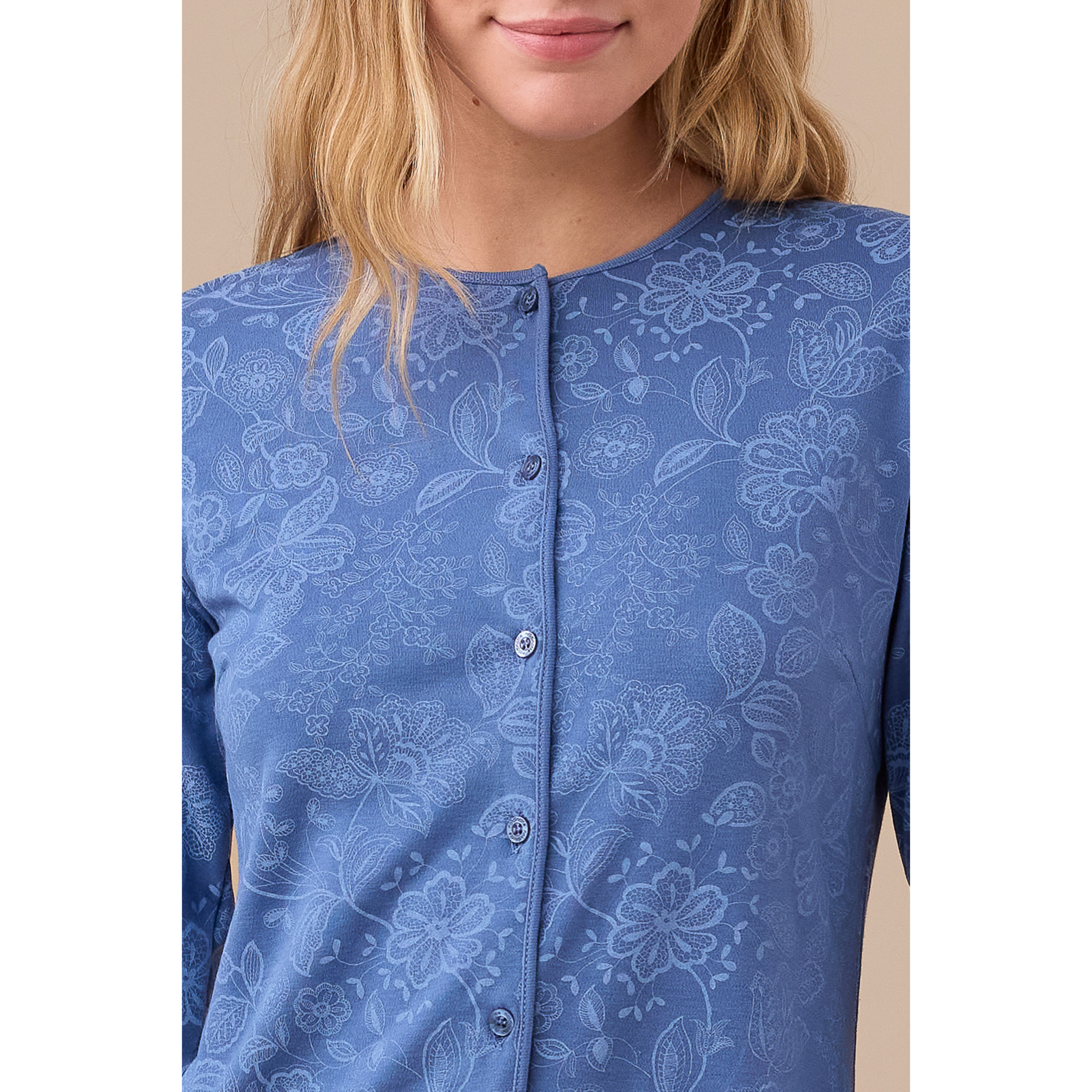 Camicia da notte donna caldo cotone con apertura frontale articolo flory Noidinotte