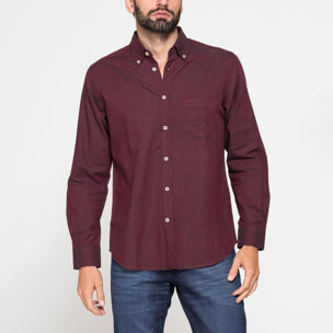 CAMICIA DI FLANELLA TINTA UNITA CON TASCHINO