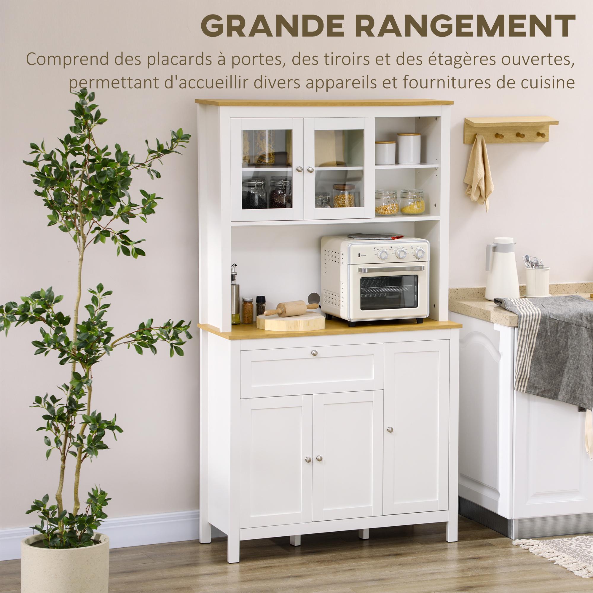 HOMCOM Meuble de rangement buffet de cuisine pour micro-ondes avec