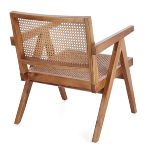 Poltrona lounge GALIA in legno di teak naturale e rattan