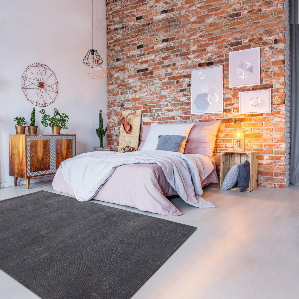 Tapis salon et chambre tissé motif uni NEDE