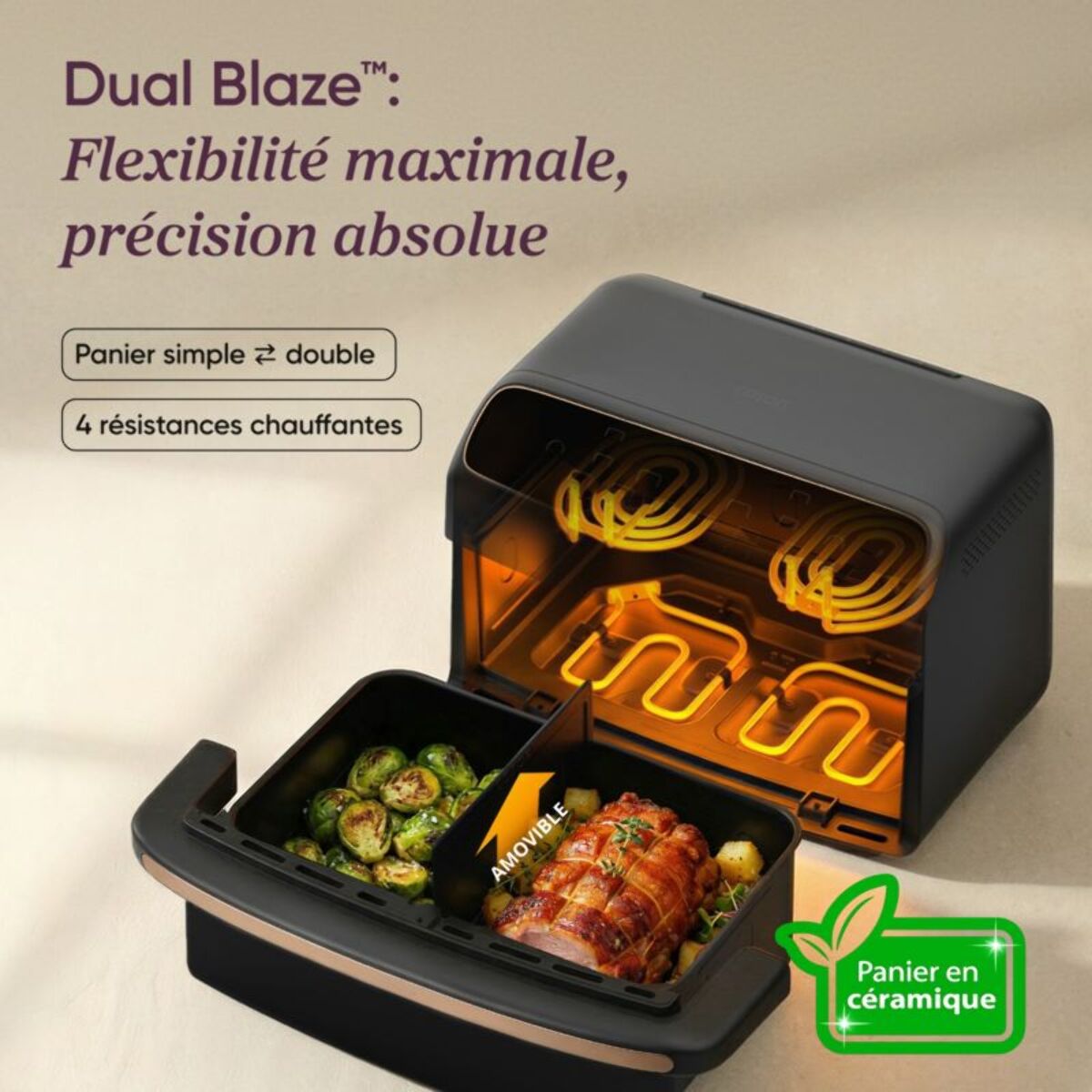 Friteuse sans huile COSORI TwinFry Compact Céramique Flex 8,6 L