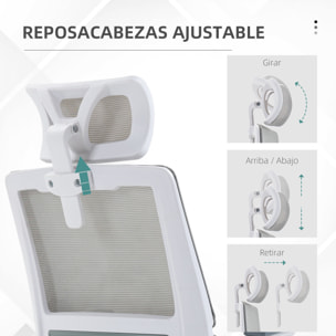 Silla de Oficina de Malla con Función de Basculante Silla de Escritorio Giratorio Altura Reposacabezas Ajustable y Reposabrazos Carga 120 kg para Estudio 58x61x102-119 cm Gris