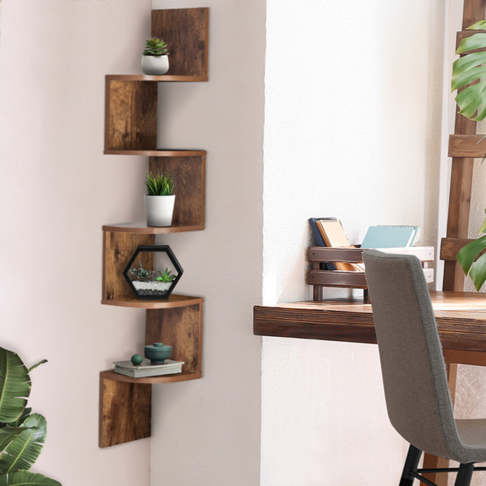 Etagère murale d'angle effet hêtre 120cm