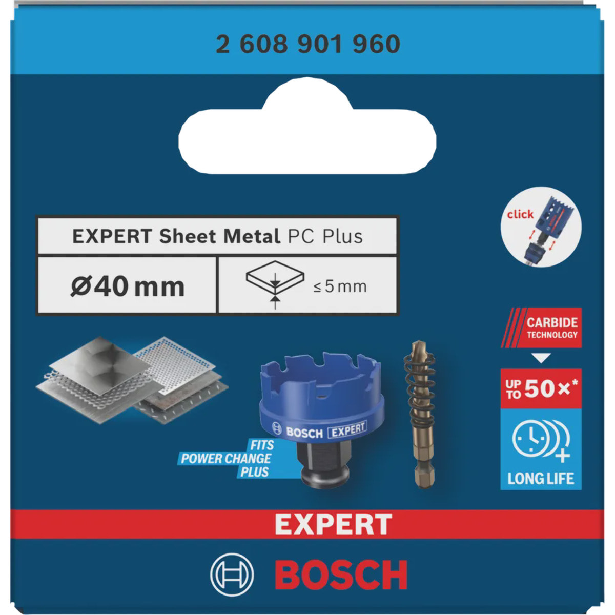 Scie trépan EXPERT Sheet Metal PC Plus D.40mm - BOSCH - 2608901960