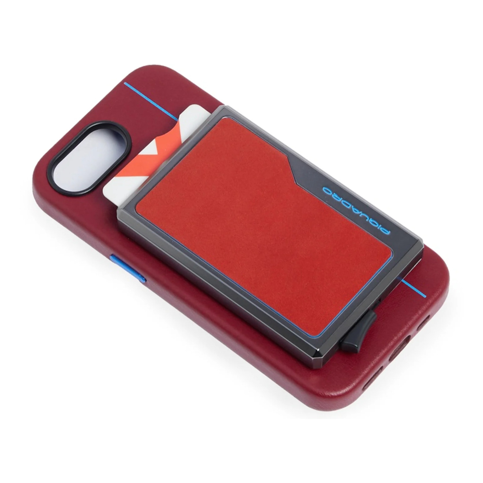 Piquadro Portacarte automatico MagSafe in alluminio e pelle con protezione RFID