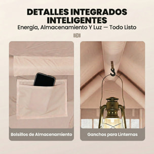 Tienda de Campaña Inflable Glamping para 5–8 Personas con Apertura de Chimenea y Claraboya Bomba UPF30+ Bolsa para 4 Estaciones Instantáneo Resistente al Viento Tela Oxford Impermeable 5000+