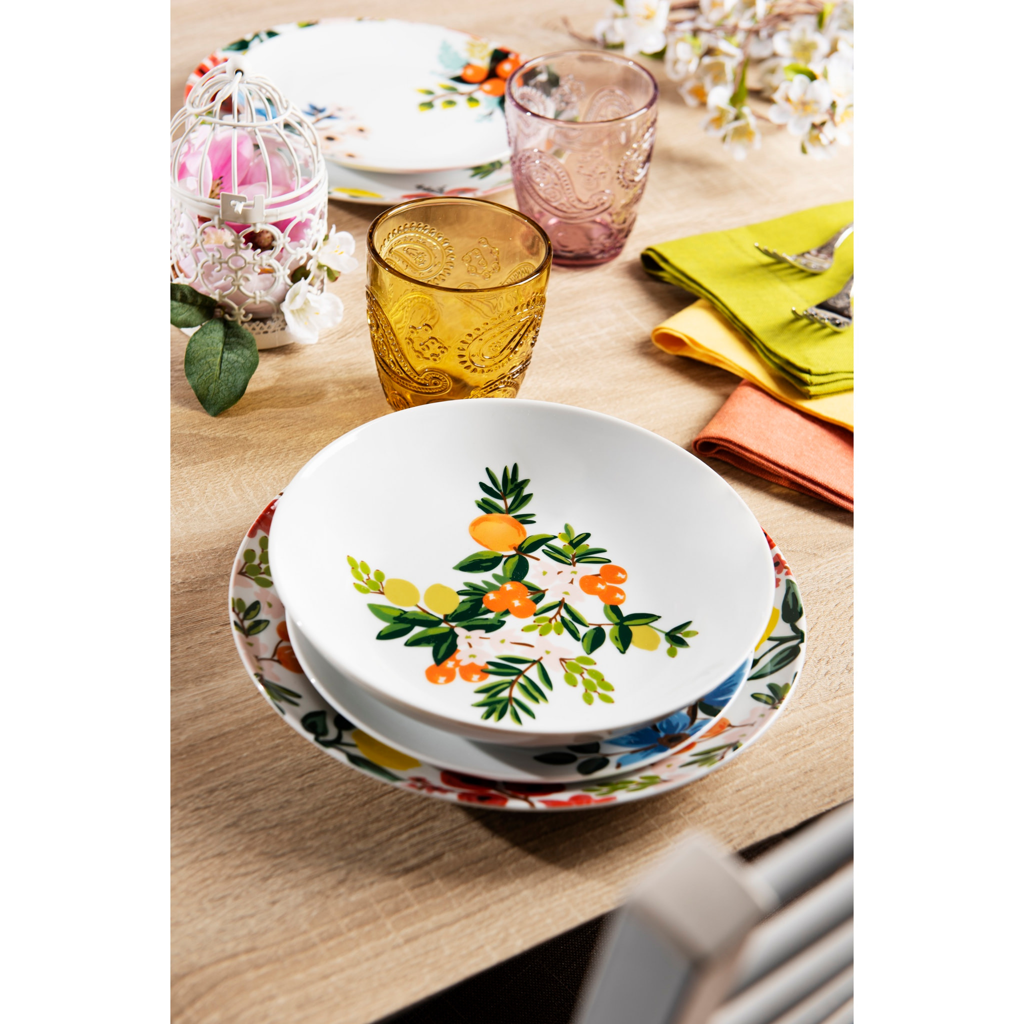 Servizio piatti 18 pezzi Excelsa – Naif Frida, Porcellana Bianco